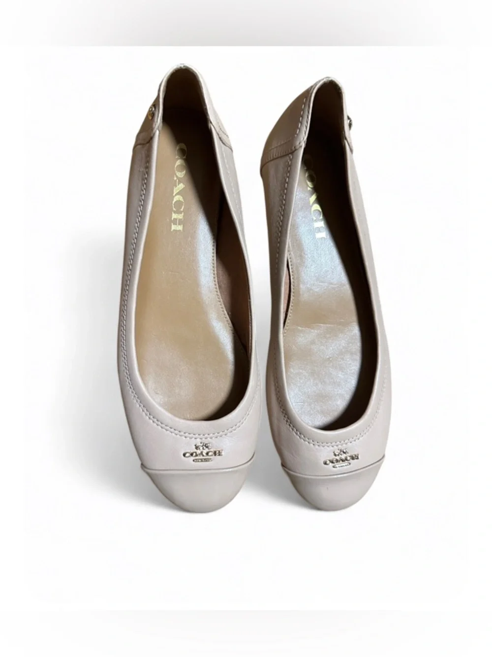Coach Beige Leather Ballet Flats | Women’s Size 6.5 - Picture 1 of 5